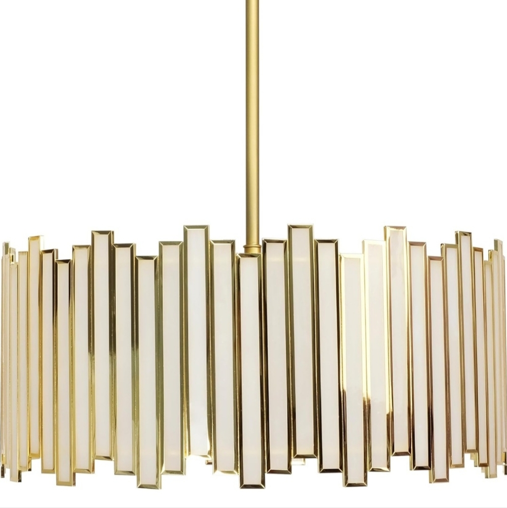 Wrlmfy Gold Drum Chandelier 4-Light, Modern Drum Pendant Lighting Fixture